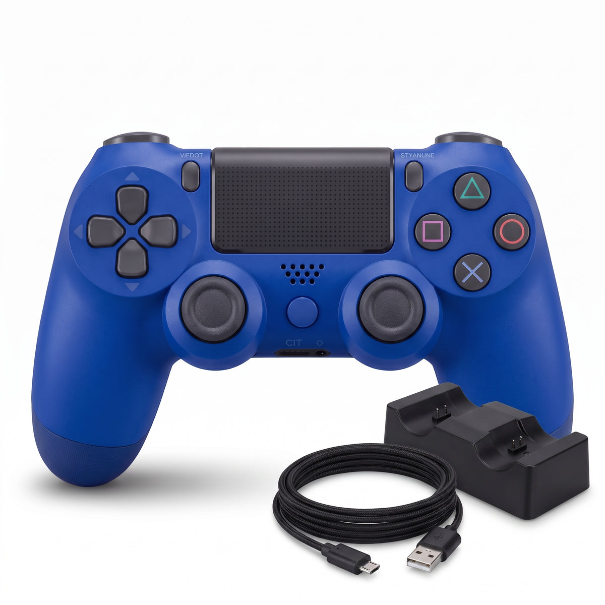 Kit Gamer Pro Inalámbrico para P4: Control Bluetooth - Base Dock de Carga Doble - Cable Reforzado 2M